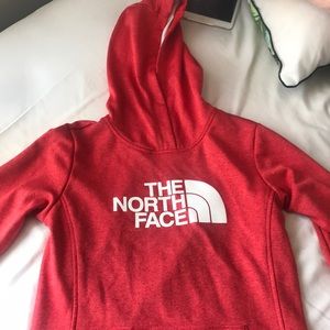 Red north face hoodie
